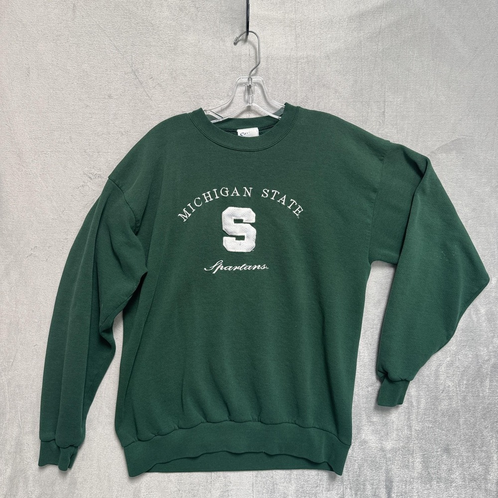 Vintage Michigan State Spartans Sweatshirt Mens Large Green NCAA Football Santee